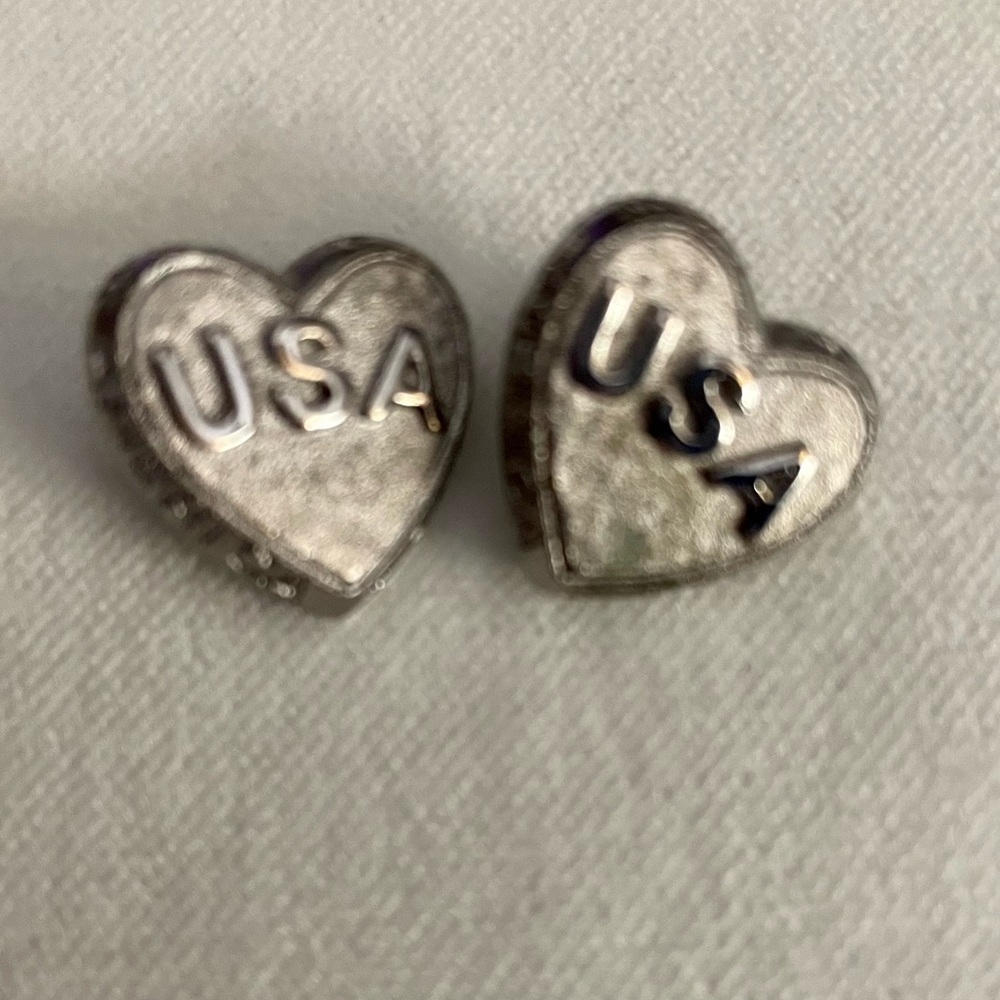 USA Silver Heart Earrings